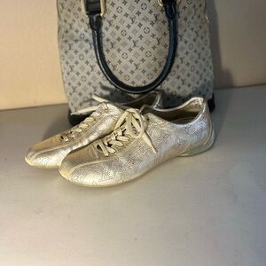 Gold Designer Sneakers LV (Authentic)